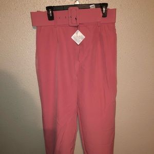Zara - Pink / Salmon business casual Pants with detachable belt